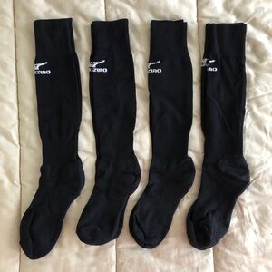 Mizuno 4 Pairs Over the Calf Black Baseball/Softball Socks Size Medium